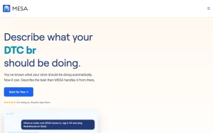 MESA homepage page homepage screenshot, productivity & writing AI tool