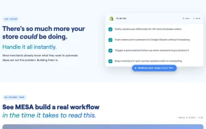 MESA homepage page homepage screenshot, productivity & writing AI tool