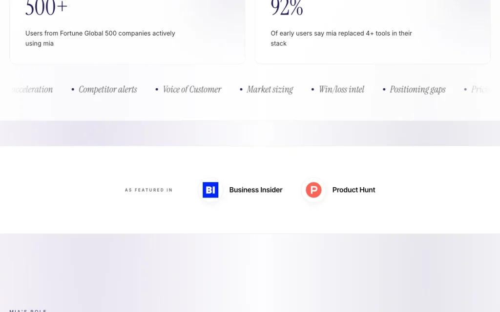 mia homepage — screenshot of the research & search AI tool, Oct 2, 2026