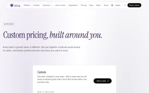 mia pricing page with plans and prices — screenshot of the research & search AI tool, 2026-10-02