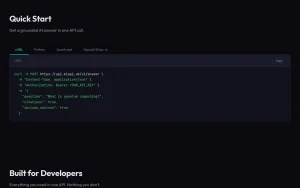 MIAPI homepage page homepage screenshot, research & search AI tool