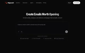 Migma homepage — screenshot of the productivity & writing AI tool, 2026-10-01