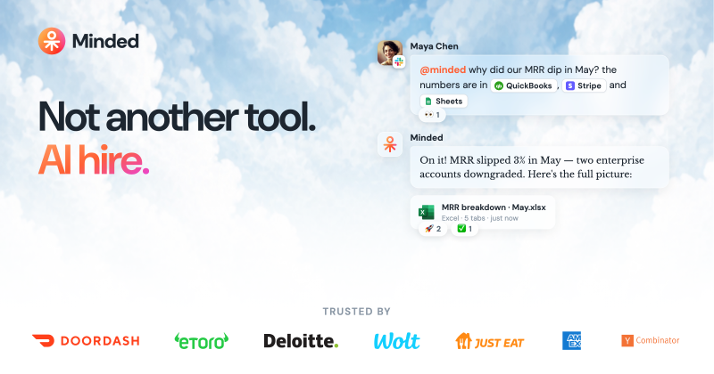 Minded homepage screenshot, productivity & writing AI tool
