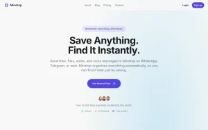 Mindrop homepage — screenshot of the productivity & writing AI tool, 2026-10-02