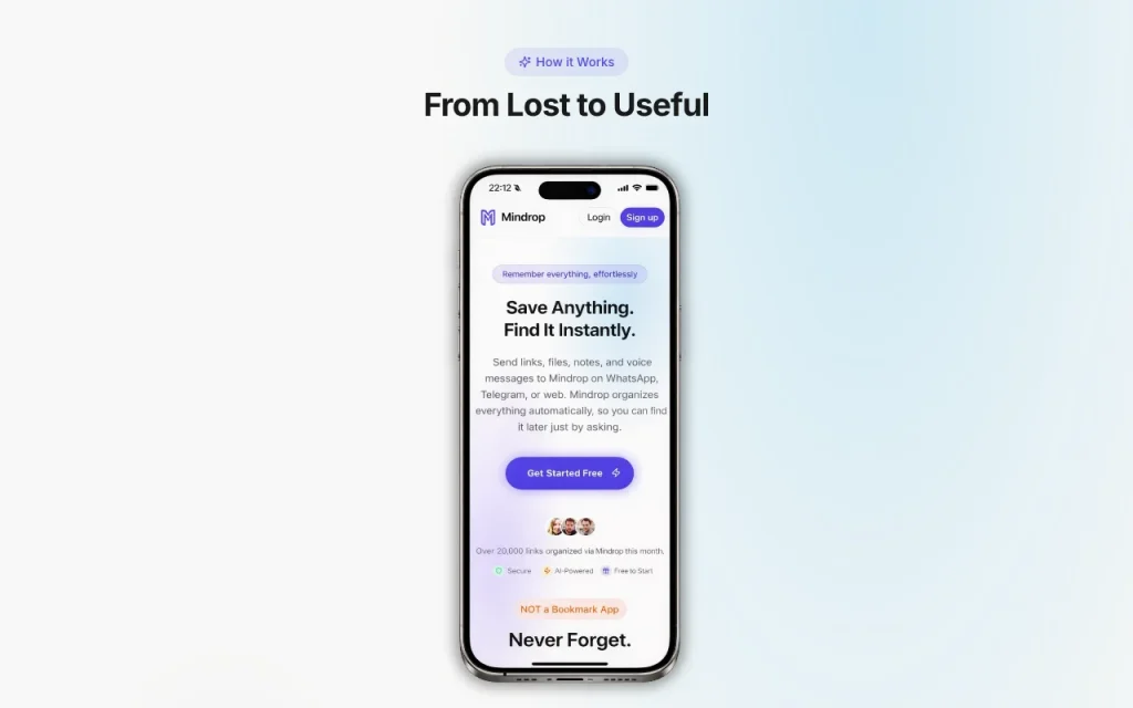 Mindrop homepage — screenshot of the productivity & writing AI tool, Oct 2, 2026