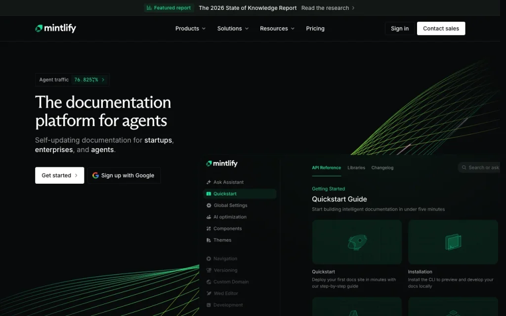 Mintlify homepage — screenshot of the coding AI tool, Oct 1, 2026