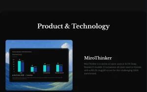 MiroMind (MiroThinker) homepage page homepage screenshot, research & search AI tool