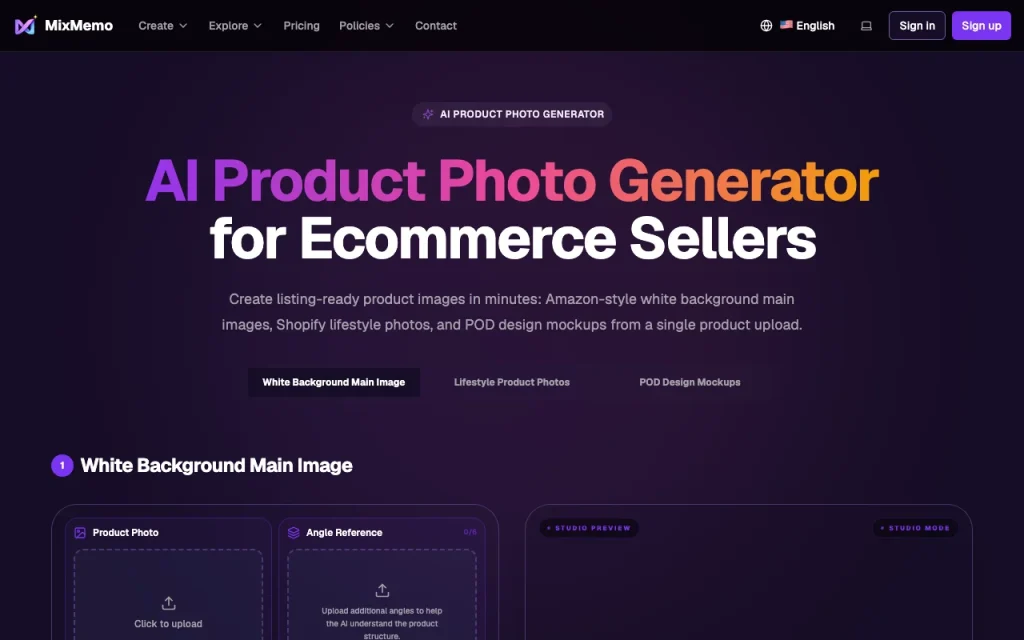MixMemo homepage — screenshot of the image generation AI tool, Oct 2, 2026