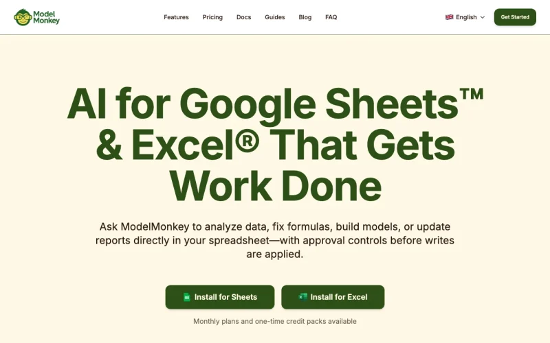 ModelMonkey homepage screenshot, productivity & writing AI tool