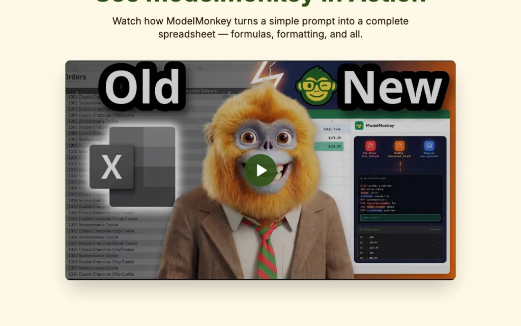 ModelMonkey Startseite – Screenshot des KI-Tools produktivität & schreiben, Oct 2, 2026