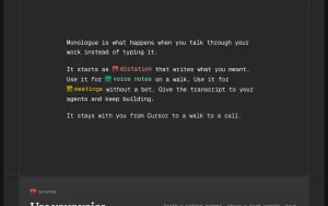 Monologue homepage page homepage screenshot, audio & voice AI tool