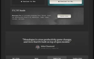 Monologue pricing page homepage screenshot, audio & voice AI tool