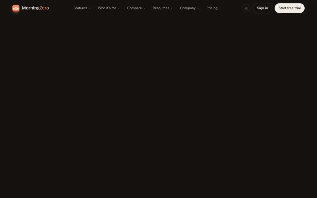 MorningZero homepage — screenshot of the productivity & writing AI tool, Oct 1, 2026