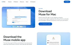 Muse homepage — screenshot of the chat assistants AI tool, 2026-10-02
