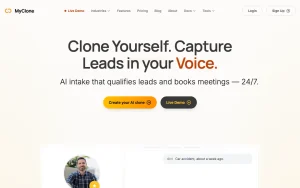 MyClone homepage — screenshot of the chat assistants AI tool, 2026-10-02