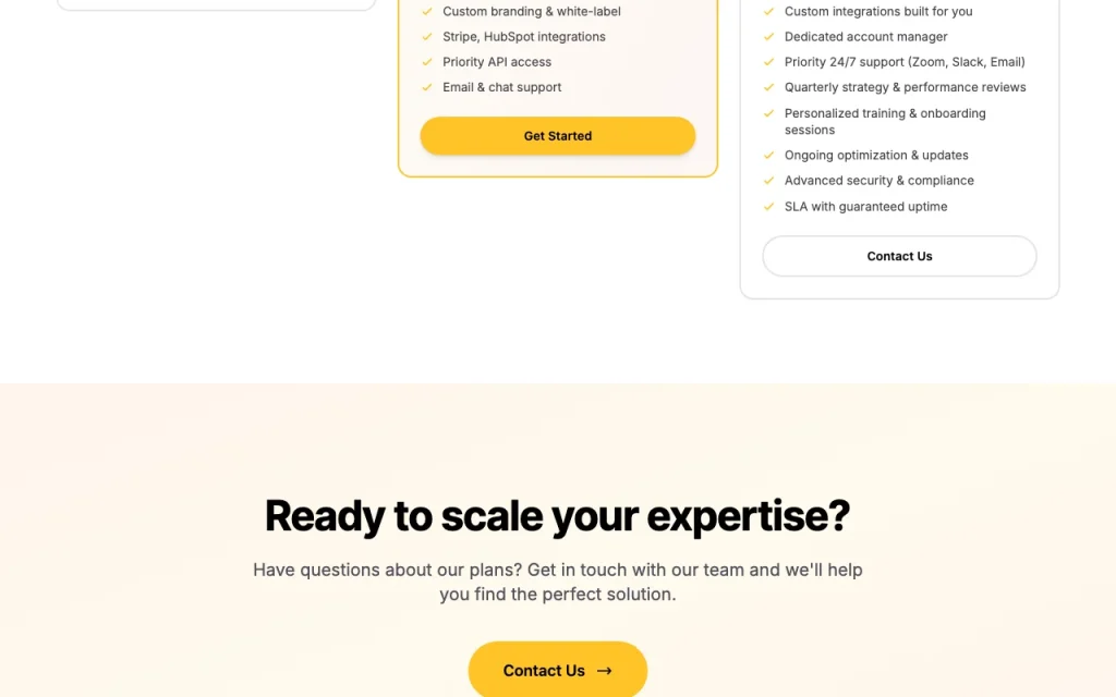 MyClone pricing page with plans and prices — screenshot of the chat assistants AI tool, Oct 2, 2026