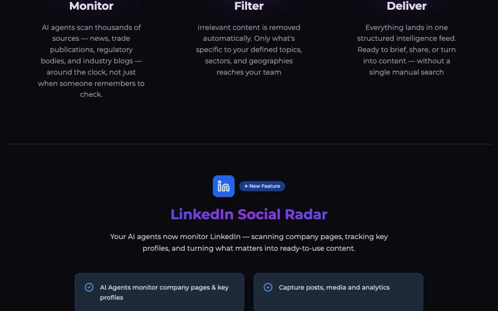 MyNewsly homepage — screenshot of the research & search AI tool, Oct 1, 2026