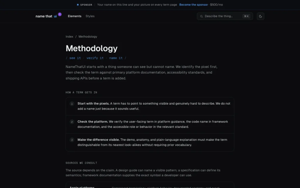 NameThatUI help center — screenshot of the coding AI tool, Oct 1, 2026