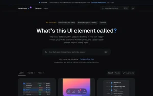 NameThatUI homepage — screenshot of the coding AI tool, 2026-10-01