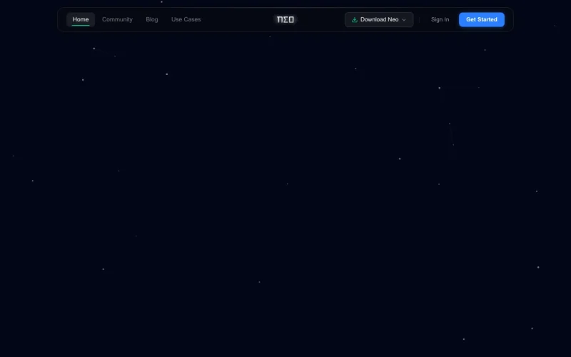 NEO homepage screenshot, coding AI tool