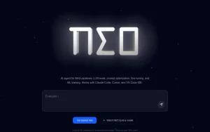 NEO homepage — screenshot of the coding AI tool, 2026-10-02