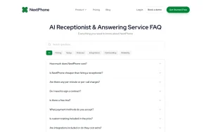 NextPhone FAQ page — screenshot of the productivity & writing AI tool, 2026-10-02