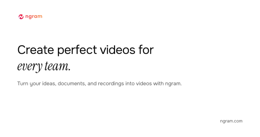 Captura de la página de inicio de ngram, herramienta de IA video