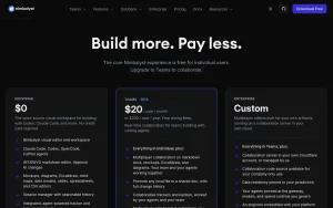 Nimbalyst pricing page homepage screenshot, coding AI tool