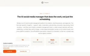 Nimply homepage — screenshot of the productivity & writing AI tool, 2026-10-01