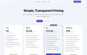 Nodalist AI pricing page with plans and prices — screenshot of the research & search AI tool, 2026-10-02