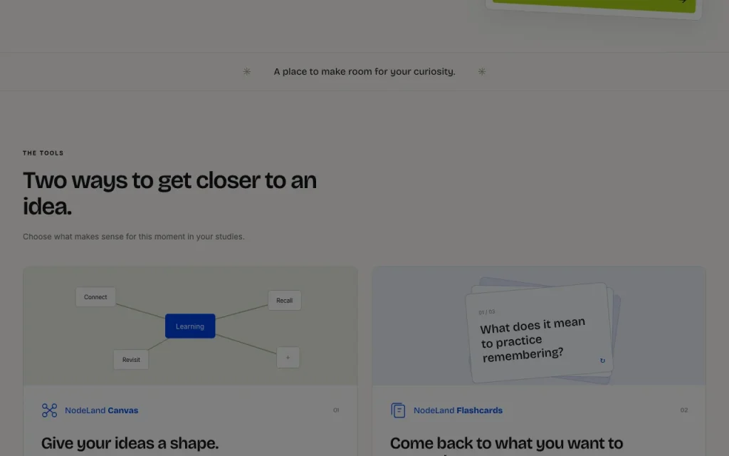 NodeLand homepage — screenshot of the productivity & writing AI tool, Oct 2, 2026