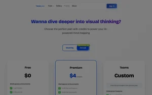 NodeLand pricing page with plans and prices — screenshot of the productivity & writing AI tool, 2026-10-02