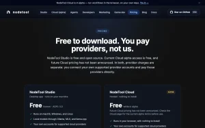 NodeTool pricing page with plans and prices — screenshot of the video AI tool, 2026-10-02