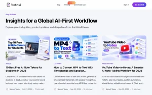 NoteAi blog — screenshot of the productivity & writing AI tool, 2026-10-01