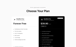NoteRich homepage — screenshot of the productivity & writing AI tool, 2026-10-01