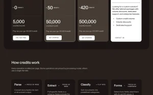 Nutrient Data Extraction API pricing page with plans and prices — screenshot of the productivity & writing AI tool, 2026-10-01