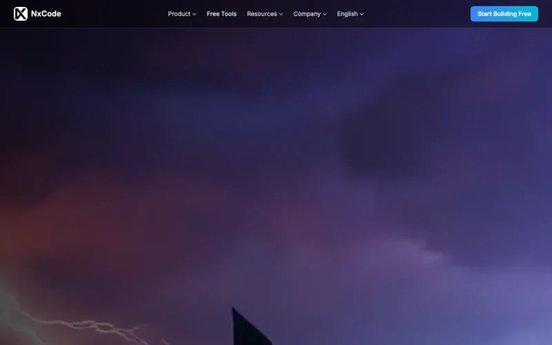 Captura de la página de inicio de NxCode, herramienta de IA programación