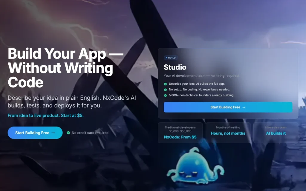 NxCode homepage — screenshot of the coding AI tool, Oct 1, 2026