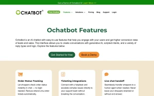 Ochatbot features page — screenshot of the productivity & writing AI tool, 2026-10-02