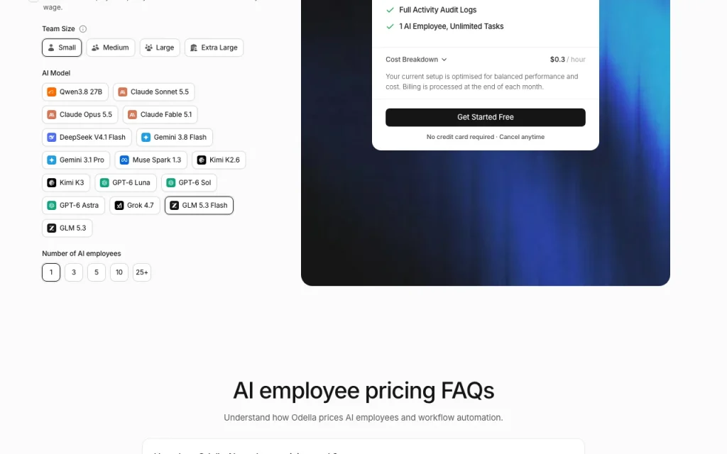 Odella pricing page with plans and prices — screenshot of the productivity & writing AI tool, Oct 2, 2026