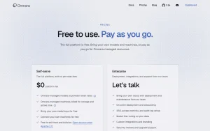 Omnara pricing page with plans and prices — screenshot of the coding AI tool, 2026-10-02