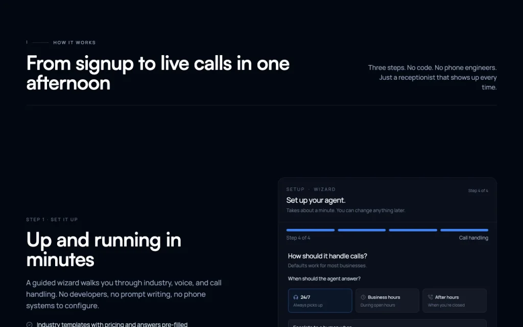 OnCallClerk homepage — screenshot of the audio & voice AI tool, Oct 1, 2026