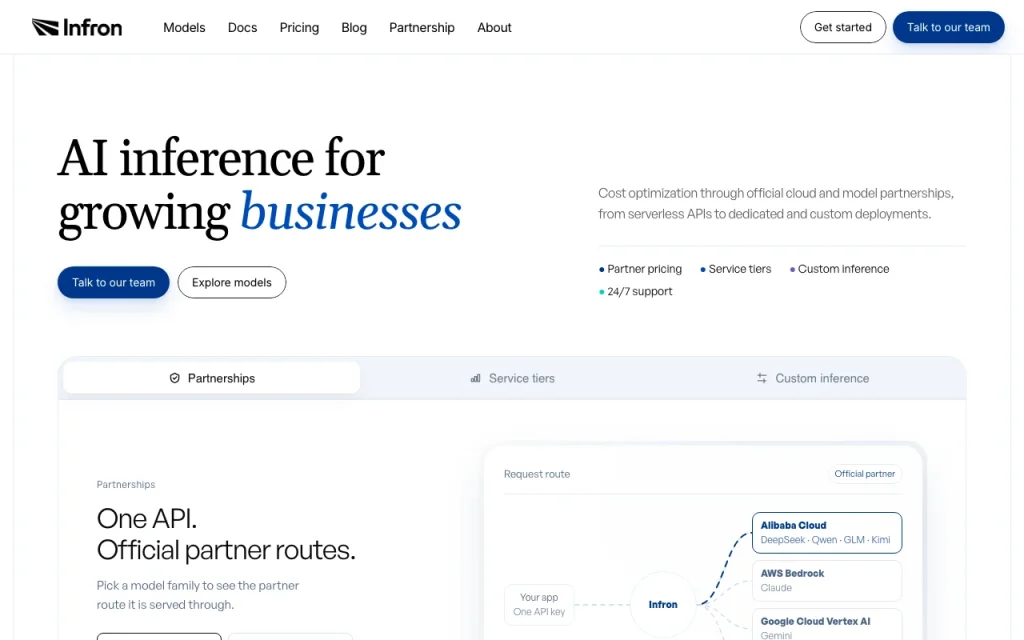 Infron (formerly OneRouter) homepage screenshot, coding AI tool