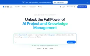 ONES.com homepage page homepage screenshot, productivity & writing AI tool