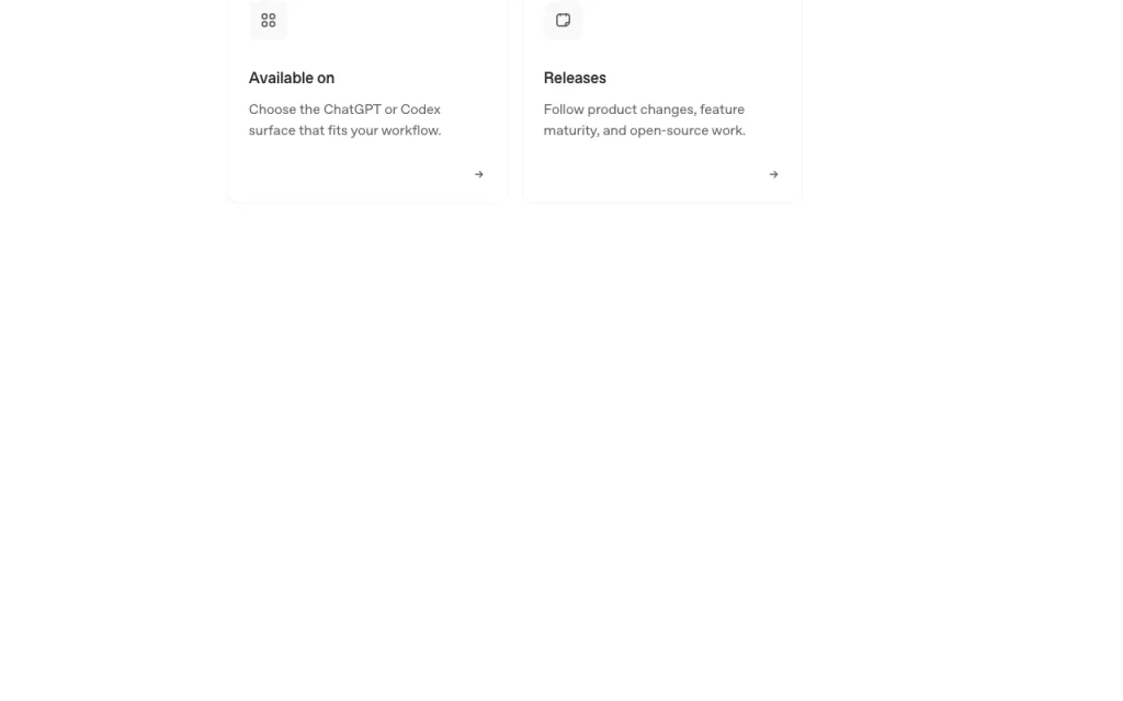 OpenAI Codex page d'accueil — capture d'écran de l'outil d'IA programmation, Oct 2, 2026