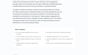 OpenMAIC homepage — screenshot of the productivity & writing AI tool, 2026-10-02