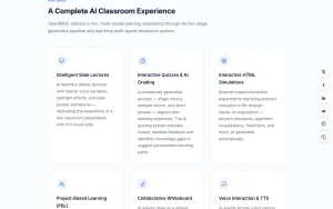 OpenMAIC homepage — screenshot of the productivity & writing AI tool, 2026-10-02