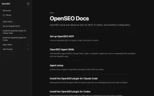 OpenSEO documentation — screenshot of the research & search AI tool, 2026-10-01