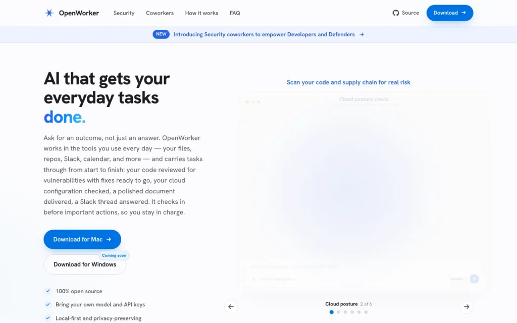 OpenWorker Dokumentation – Screenshot des KI-Tools produktivität & schreiben, Oct 1, 2026