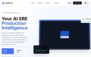OpsWorker homepage — screenshot of the coding AI tool, 2026-10-02